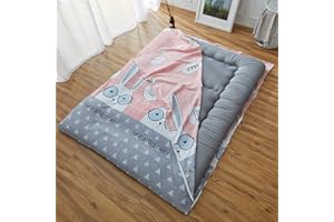 XIOU Japanese Futon Cover - 100% Cotton Cover for Traditional Shikibuton Floor Futon Mattress - Washable Cotton (Cute Rabbit,Queen(59X79inch))