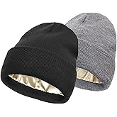 KaneLOO 2 PCS Winter Beanie Hats for Women Men Unisex Knitted Cuffed Knit Beanie Slouchy Skull Cap