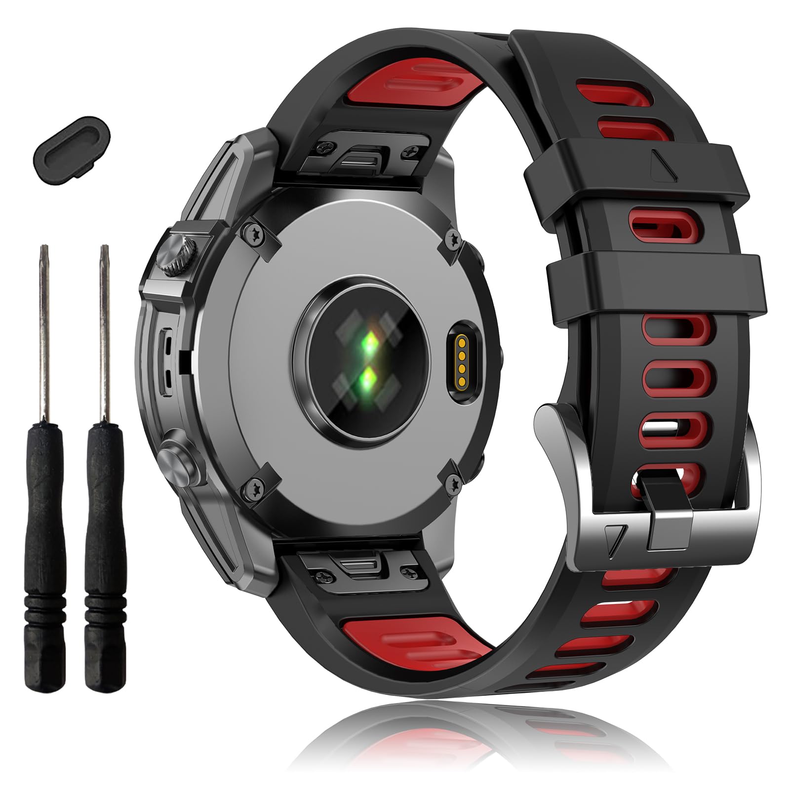 EZMVZKU 26mm Quickfit Straps for Garmin Fenix 8 AMOLED 51mm/Fenix 7X/7X Pro/6X/6X Pro/5X/5X Plus/Fenix 3 HR/3,Sport Soft Silicone Watch Bands for Tactix 7 Pro/Enduro 3/2/Descent Mk2i/Mk3i 51mm