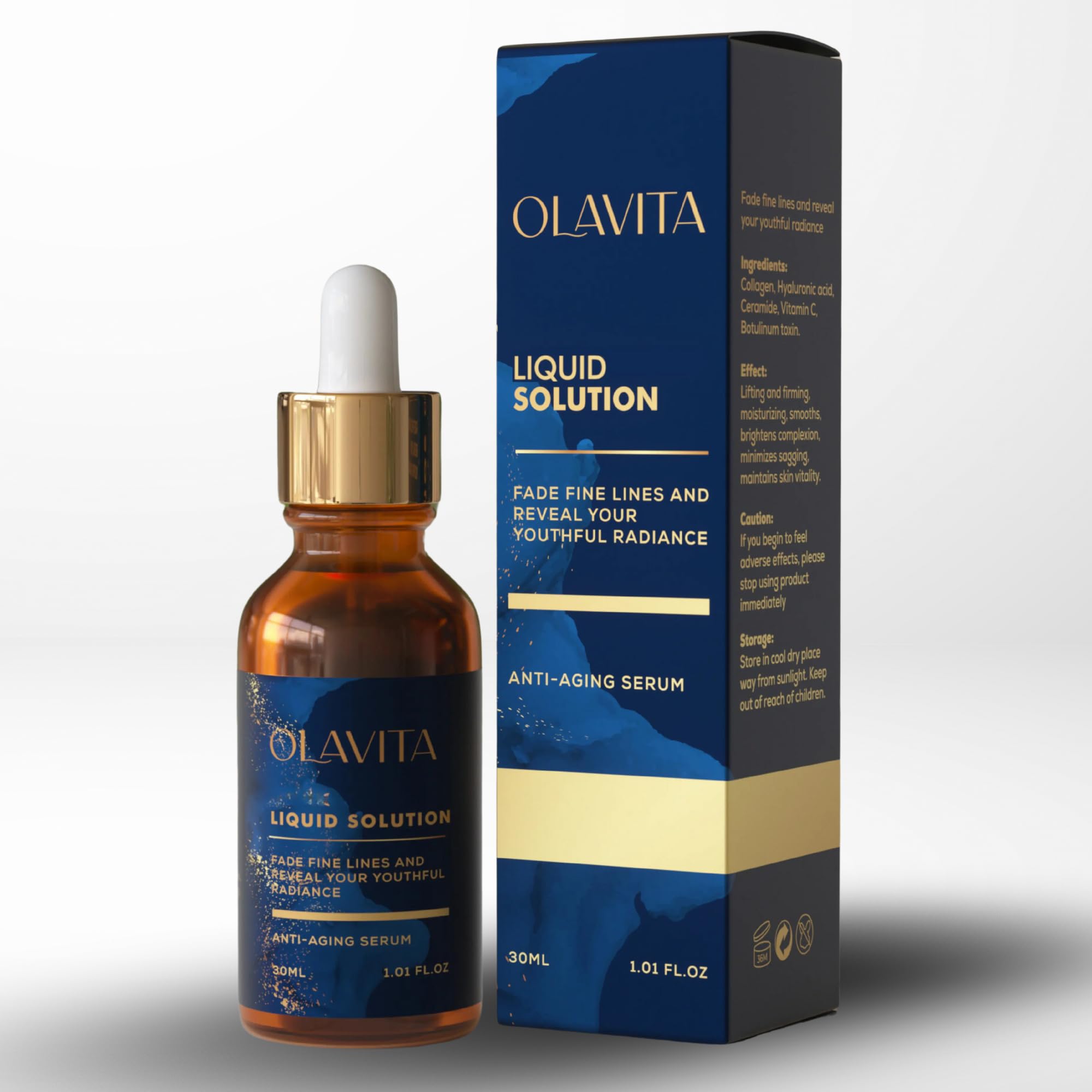Original Olavitaâ„¢ Liquid Solution Anti-Aging Face Serum â€“ Reduces Fine Lines, Wrinkles & Dark Spots â€“ Supports Collagen Production, Balances Oils & Improves Skin Elasticity for Radiant, Even Skin Tone
