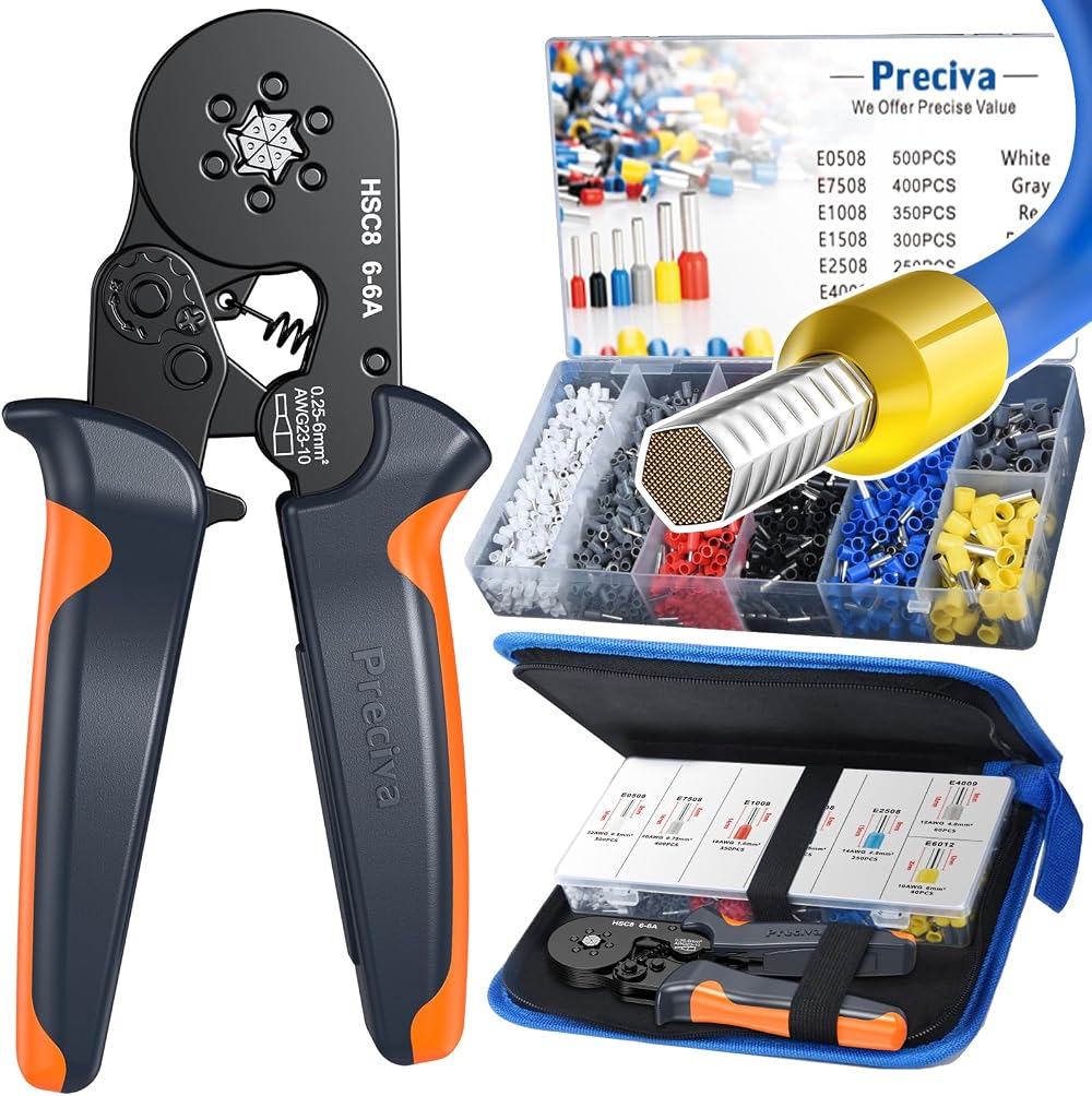 Preciva Ferrule Crimping Tool Set 0.25-6 mm² Ratchet 1900 Kit