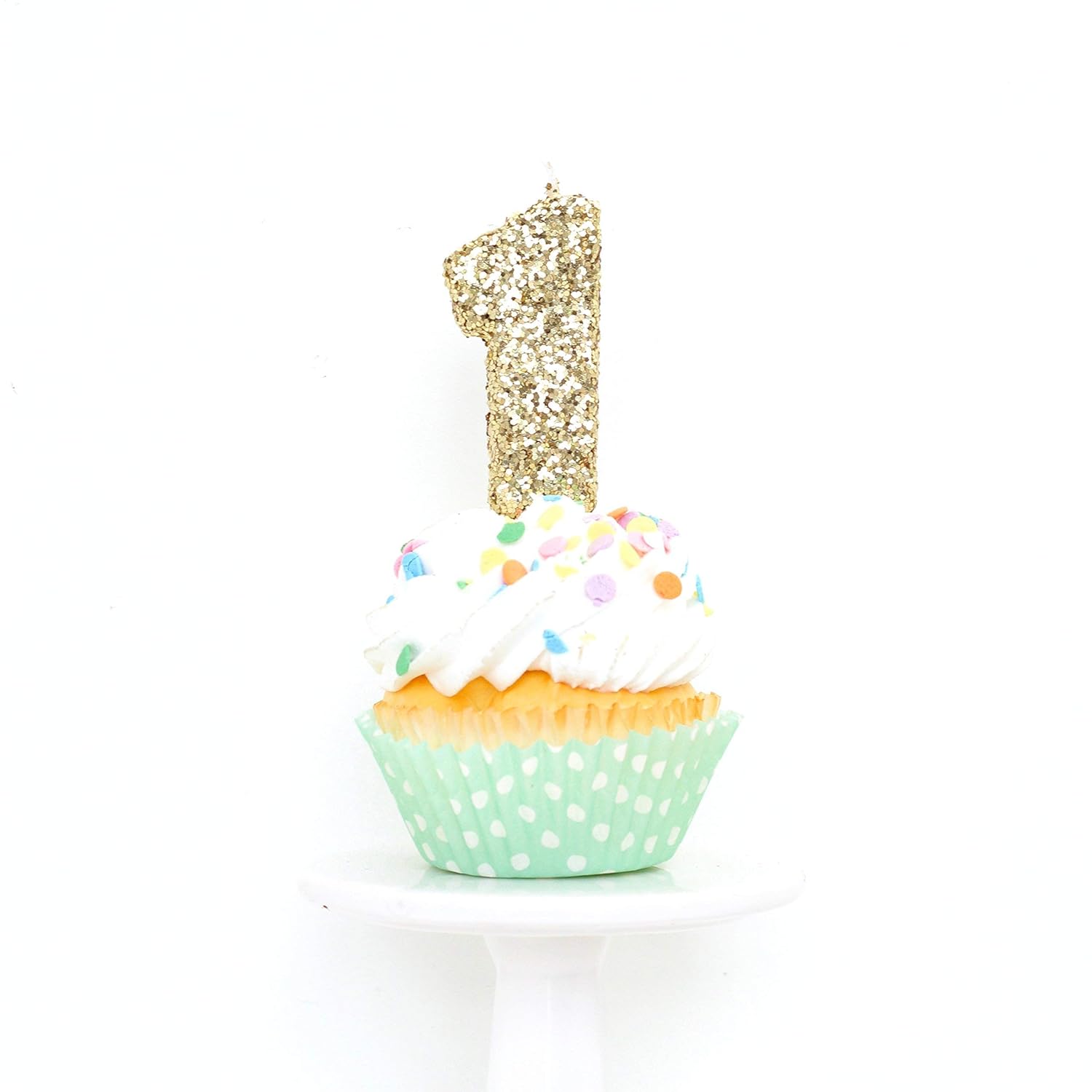 3" Gold Coarse Number 1 Candle Handmade