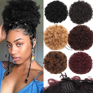 Afro Puff Drawstring Ponytail Wrap Synthetic Short Updo Bun