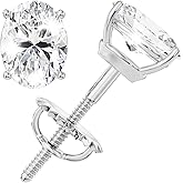 Moissanite Stud Earrings, 0.5ct-3ct D Color VVS1 Clarity All Shapes Moissanite 14K White Gold Plated 925 Sterling Silver Simulated Diamond Earrings For Women