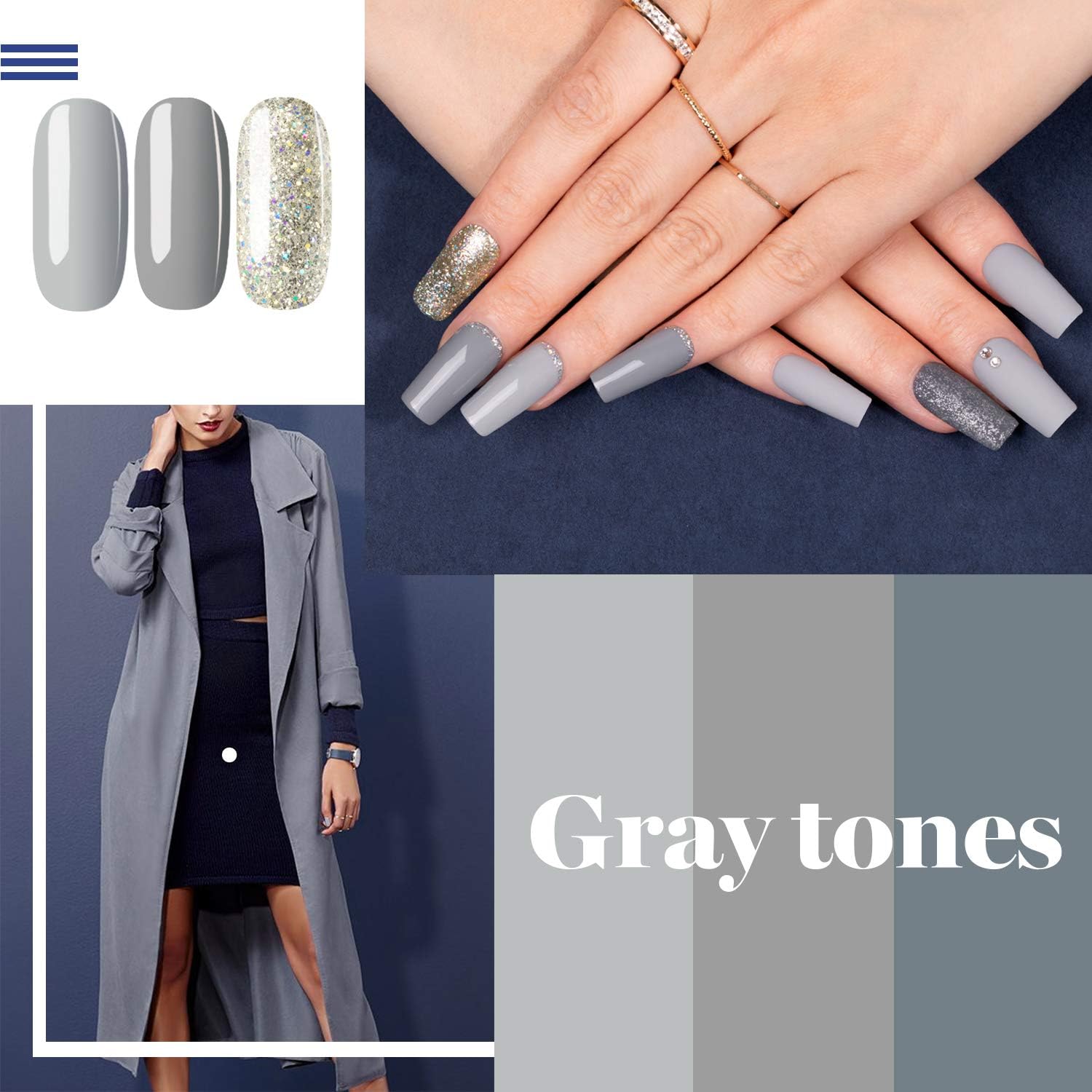 Beetles BRIDESMAID BEAUTY Classic Gel Nail Polish Set - Nude Gray Pink 6 Colors Gel Polish Kit Popular Nail Art Design Soak Off LED Lamp Nail Polish Gel Manicure Kit Holiday Git Set : Beauty