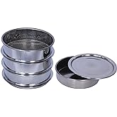 3 Pcs Lab Sieves，6 Inch Diameter Test Sifter with Tray and lid