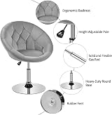 Yaheetech Velvet Swivel Armchair Height Adjustable Gray Vanity Chair view 6