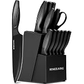 Knife Set with Built-in Sharpener Block, Dishwasher Safe | 14-Piece, High-carbon stainless steel blades, Ultra-sharp edges, Ergonomic non-slip handles, Great gift