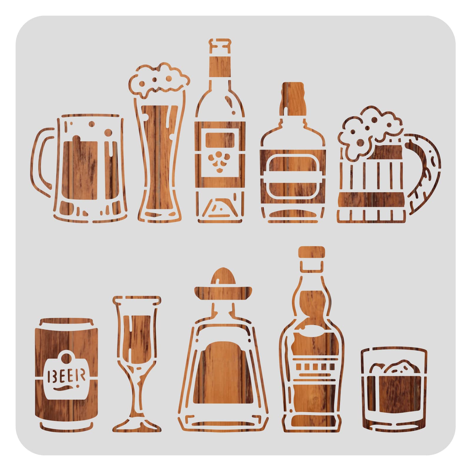 BENECREAT Oktoberfest Drawing Painting Stencils, 30x30cm Beer Themed Plastic Stencil Templates for Diary Scrapbook DIY Craft, Wall Floor Decoration