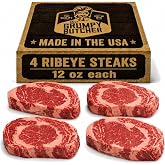 Grumpy Butcher Ribeye Steaks, USDA Choice, 4 Pack, 3 lb | 12 oz each, rich marbling, aged to perfection, Steak Meat, Flash-Frozen Steaks for Delivery