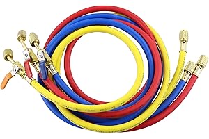 Wisepick 5 FT AC Charge Hoses, Refrigerant Charging Hose with Ball Valve Suitable for R134A R12 R22 R502 R404, 1/4" Thread Ho