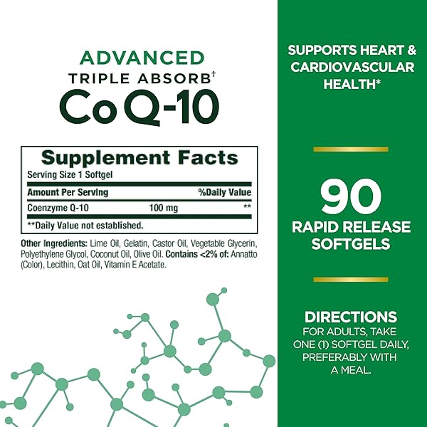 NATURE’S BOUNTY ADVANCED TRIPLE ABSORB CO Q-10, HEART HEALTH, RAPID RELEASE SOFTGELS, 90 CT