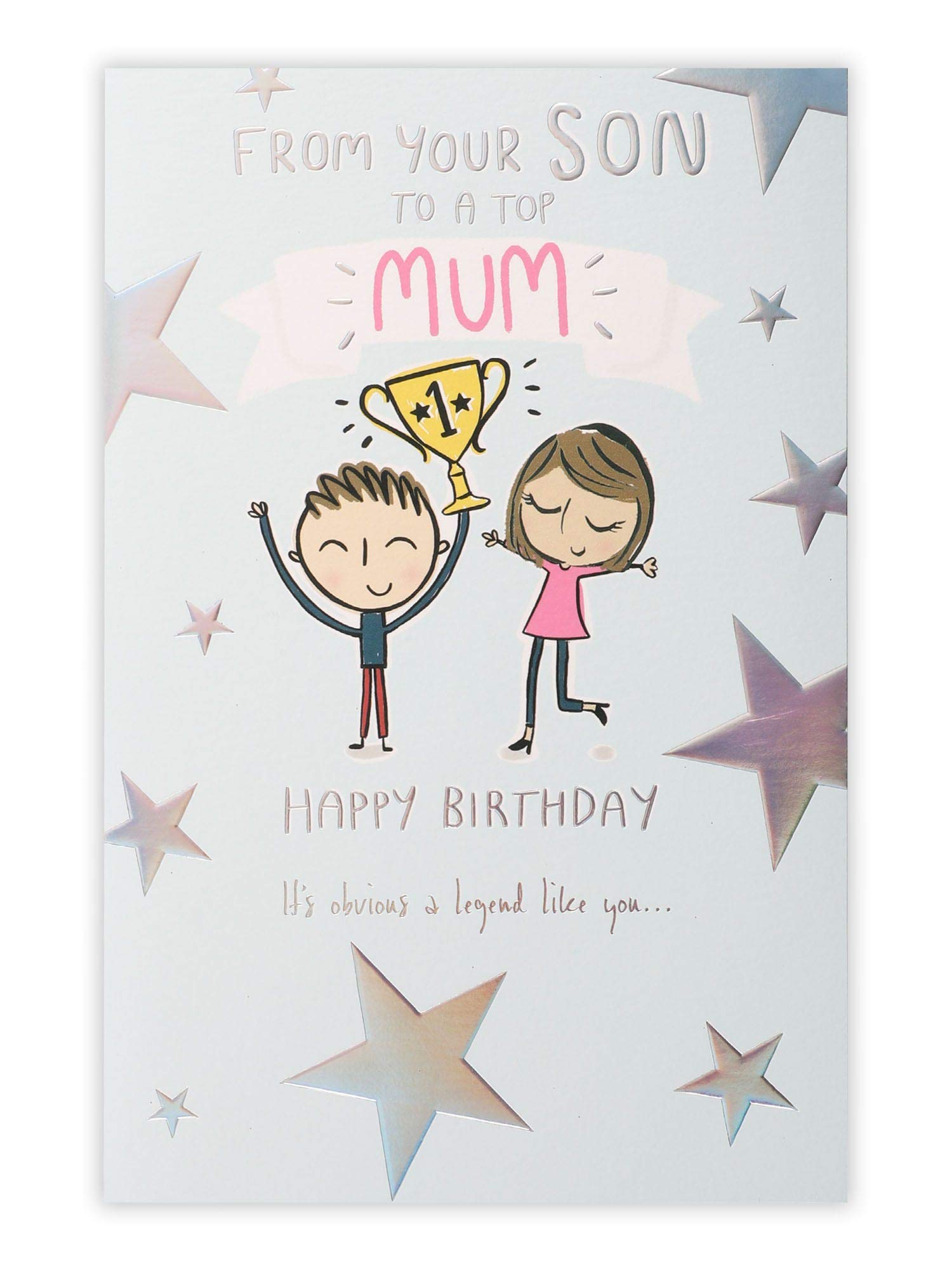 Clintons: Boy & Mum With Trophy Mum Birthday Card 149x229mm 1167222 multi