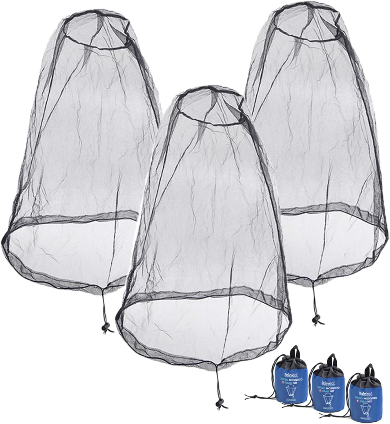 Rainleaf 3 Pack Mosquito Head Net Bug Face Shield Neck Protecting Net for Fishing, Hiking, Camping, Traveling, Gardening,Backpacking: Garden & Outdoor