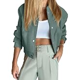 Tankaneo Womens Cropped Bomber Jacket Varsity Short Pea Coats Button Down Winter Casual Outerwear