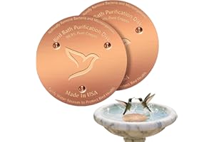 POUMEE 2PCS Bird Bath Copper Disk,1mm Thick Reinforced 99.99% Pure Copper Disc with Triple-Point Support,Bird Bath Accessories for Outside Birdbaths Bowls Physical Safe Water Cleaner for All-Season Use