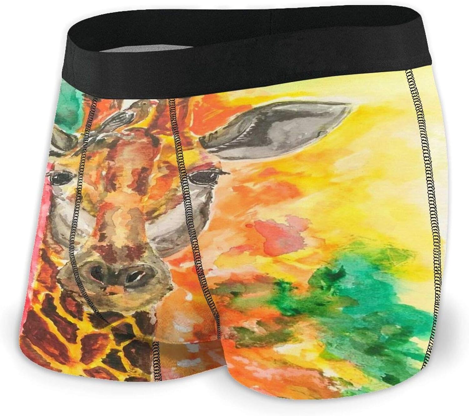 Kimisoy Colorful Giraffe Boxer Briefs for Men Stretch Underwear No Ride