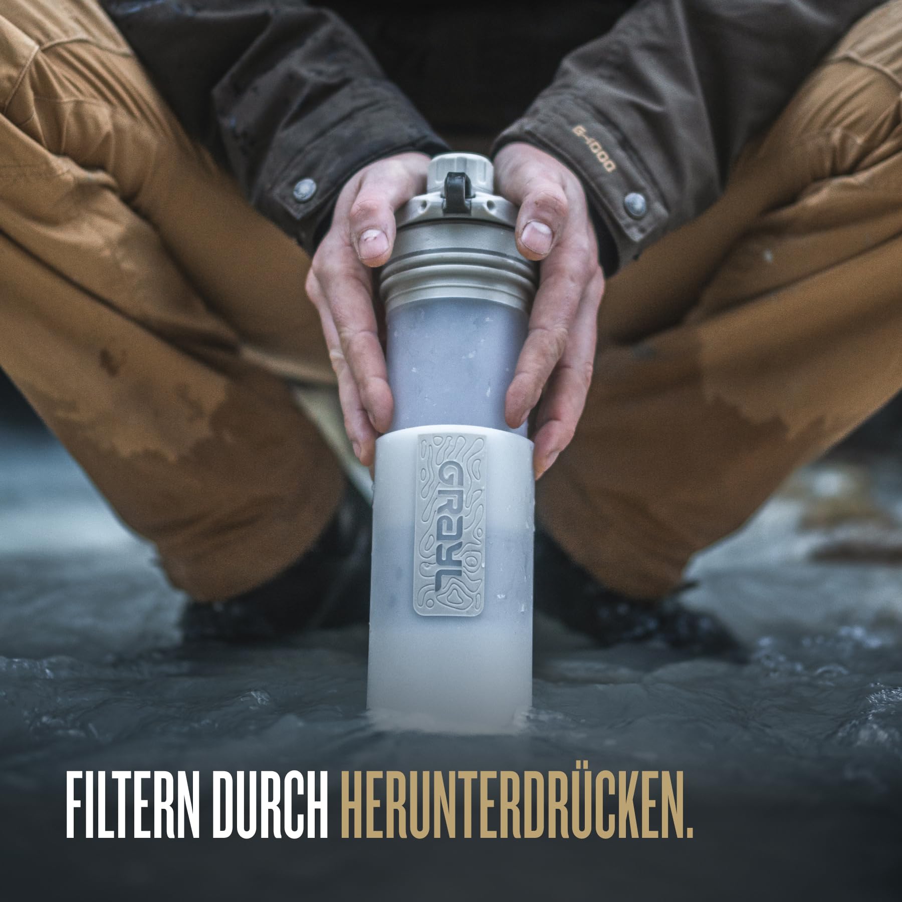 GRAYL GeoPress 710ml Outdoor Wasserfilter Trinkwasser I Eliminiert 99,99% aller Bakterien und Viren I Perfekt für Camping, Survival und Reisen (Peak White) 4
