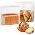 Roppolo 50 Pcs Large White Kraft Paper Bread Bags with Tin Tie, Homemade Bread Packing Bag, Thickened Storage Bagel Bag with 