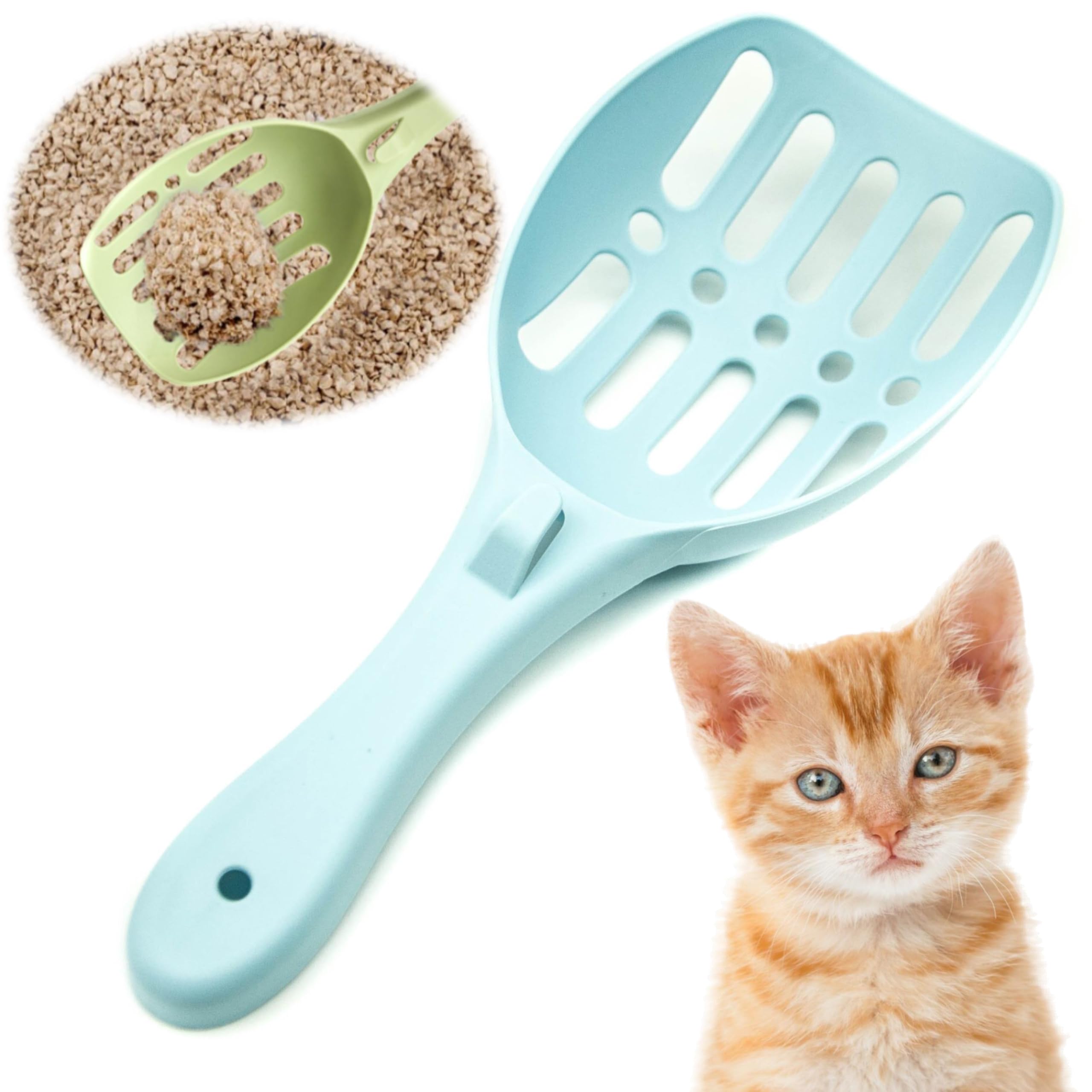 Petopedia Strong Cat Litter Scoop – Plastic Shovel for Cats Litters, Poop Scoop – Handy Sand Sifter, Sieve Cleaning Tool – Used with Litter Box and Trays for Cats & Kittens (Blue, Small)