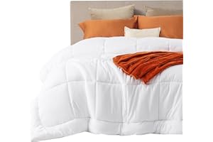 Bedsure Comforter Duvet Insert - Quilted Comforters King Size, All Season Duvet, Down Alternative Bedding Comforter with Tabs(White,King 90"x102")