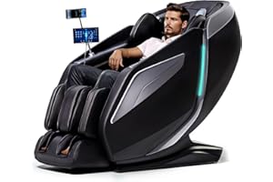 HealthRelife 4D Massage Chair Full Body Zero Gravity Recliner - 55“ SL-Track,15 Auto Modes,11 Massage Technique,40 Airbags Massage,with Yoga Stretch,APP Control,Shiatsu Foot Massage(Black)