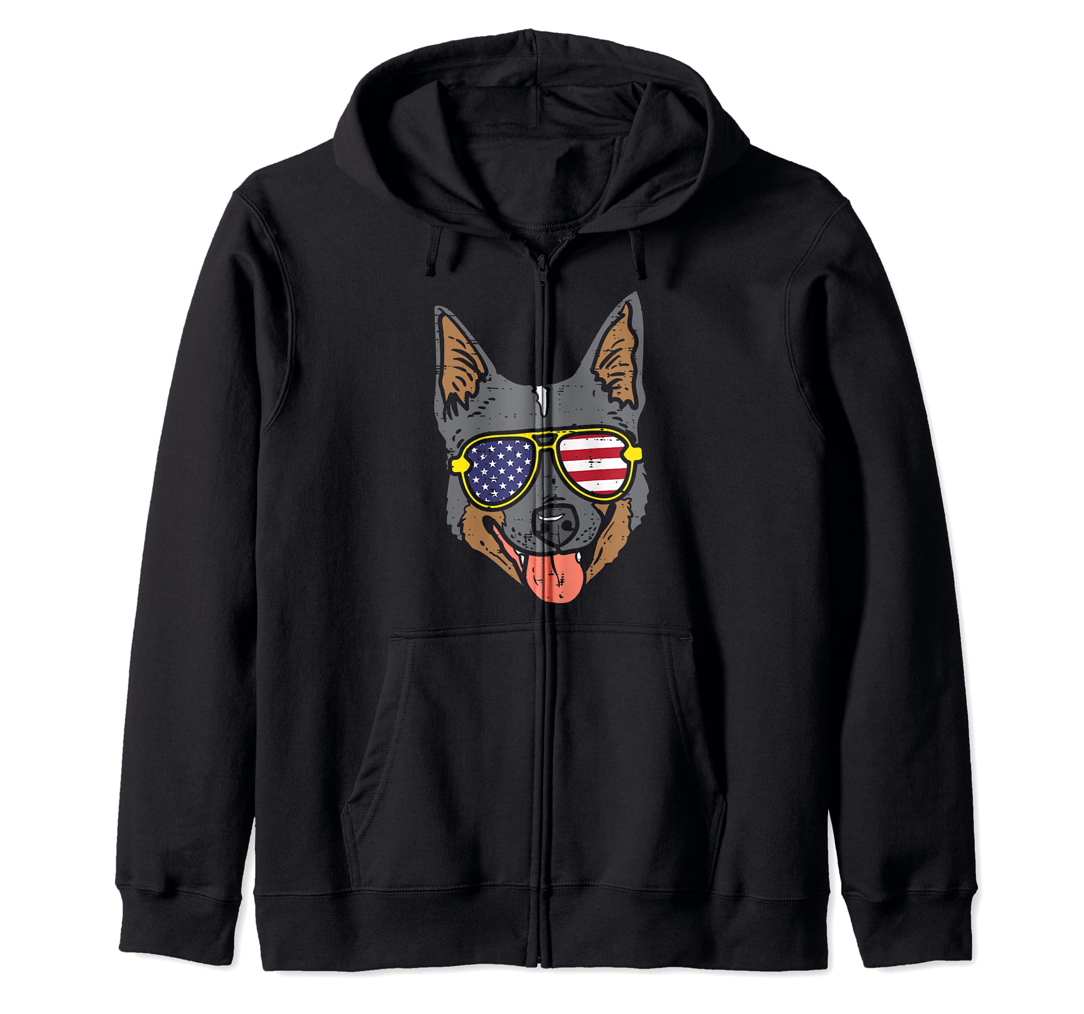 Australian Cattle Dog Heeler American 4th Of July Fourth Dog Zip Hoodie