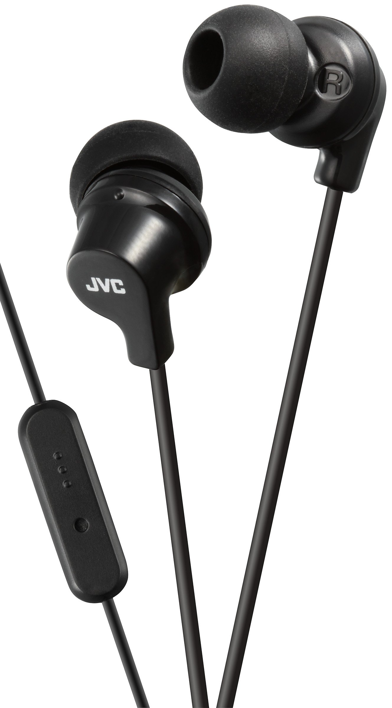 JVC In-Ear Headphones Sweat Proof Earphones with Built-In Remote and Mic for Call Handling - Black