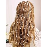CASDRE Pearl Bride Wedding Headband Silver Bridal Headpiece Tassel Hair Vine Evening Party Hair Accessories for Women and Girls
