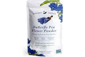 Ancient Choice - Butterfly Pea Flower Powder (4 ounce) | Blue Matcha Tea | Ceremonial (Highest) Grade | Adaptogenic Raw Culin