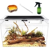 Reptile Terrarium,16" x 8"x 10" Reptile Tank with Full View Visually Appealing，for Insect，Fish，Tarantula，Hermit Crab，Jumping Spider，Iguana，Tortoise，Leopard Gecko，Frog，Bearded Dragon