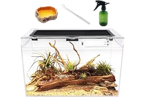 REPTILE GROWTH Reptile Terrarium,16" x 8"x 10" Reptile Tank with Full View Visually Appealing，for Insect，Fish，Tarantula，Hermit Crab，Jumping Spider，Iguana，Tortoise，Leopard Gecko，Frog，Bearded Dragon