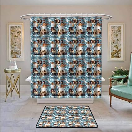 Kenneth Camilla01 Waterproof Shower Curtain Dog Walking Canine