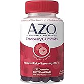 AZO Cranberry Urinary Tract Health Gummies Dietary Supplement, 2 Gummies = 1 Glass of Cranberry Juice, Helps Cleanse & Protect, Natural Berrylicious Flavor, Non-GMO, 72 Gummies