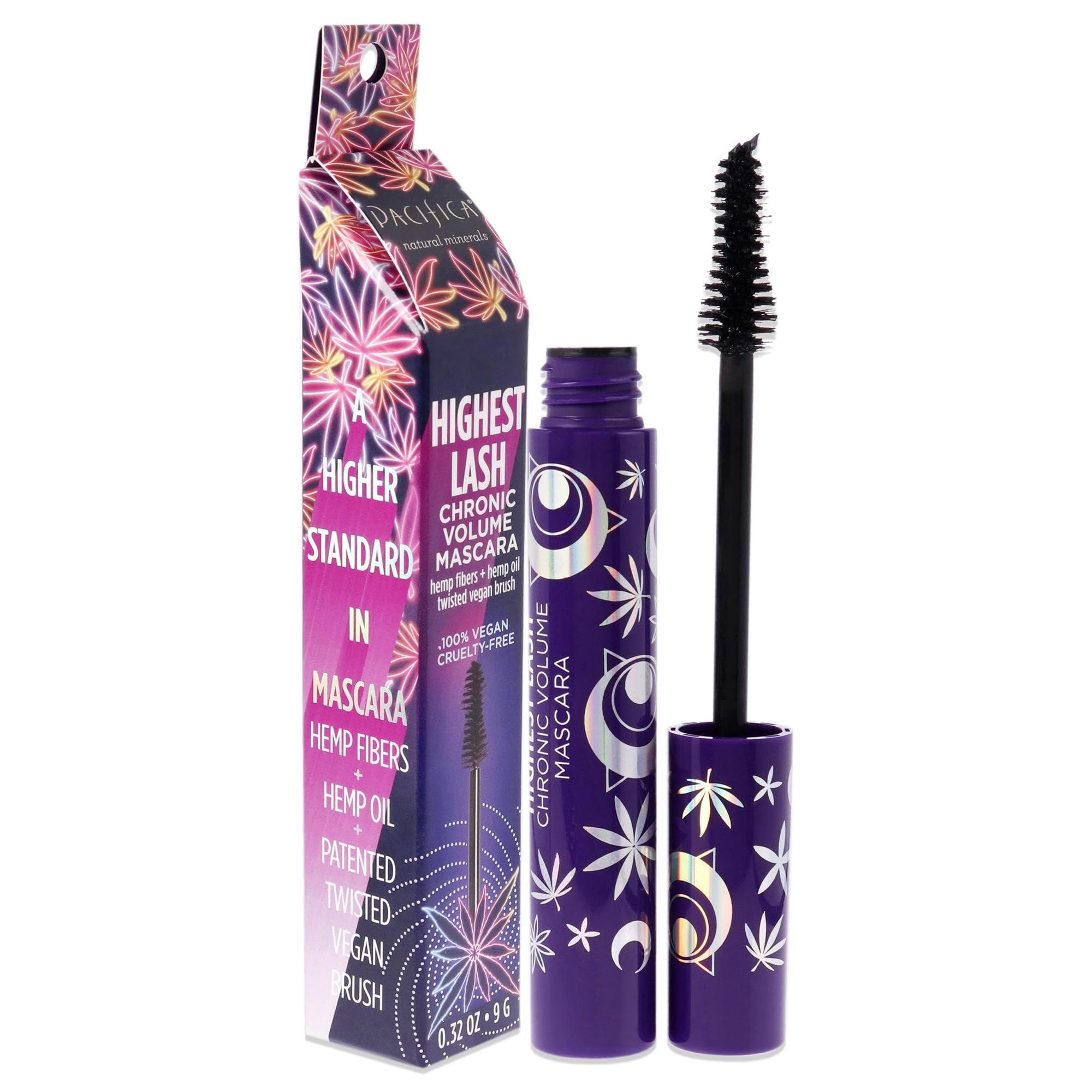 Pacifica Beauty, Highest Lash Chronic Volume Mascara, Black, Lash Lift + Conditioning, Vitamin B + Coconut, Silicone, Sulfate + Paraben Free, Vegan and Cruelty Free