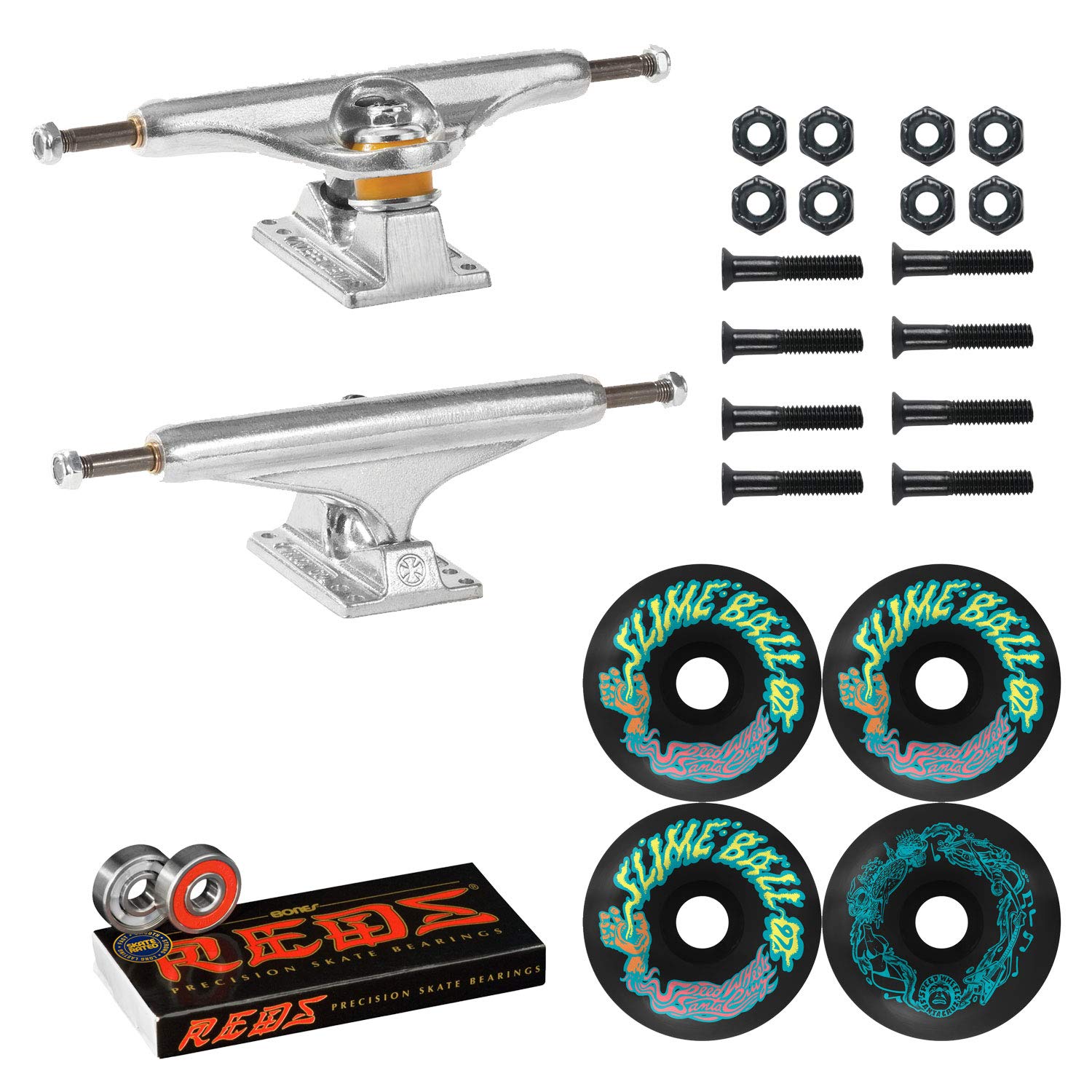 Independent Skateboard Package Trucks Bones 53mm Black 100s Wheels ABEC 9 Bearings Trucks Sports
