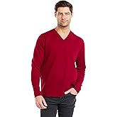 BEYOND FASHION Men's Sweater V Neck Long Sleeve Pullover - 100% Pure Cashmere