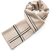 Villand Luxurious Mens Striped Merino Wool Scarf - Gift Box Wrapped Winter Soft Warm Thick Knitted Neckwear for Men