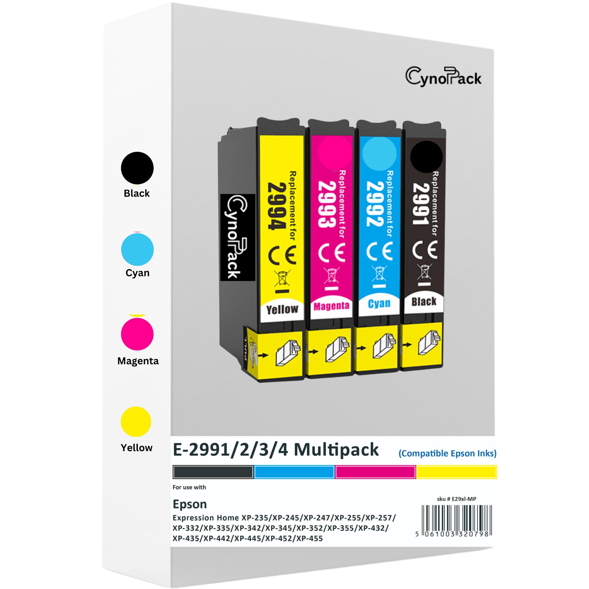 Cynopack 29xl Compatible Epson Ink Cartridges Multipack for Epson Expression Home XP-342 XP-335 XP-235 XP-442 XP-352 XP-247 XP-255 XP-332 XP-345 XP-432 XP-435 Strawberry Inks Printer