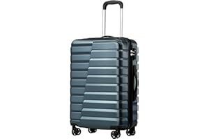 Coolife Carry On Luggage Airline Approved with Wheels Hard Shell Suitcase Spinner TSA Lock Telescopic Handle (20-inch-Teal blue)