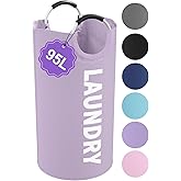 IHOMAGIC 95L Folding Laundry Basket, Large Laundry Hamper with Handles, Portable Dirty Clothes Hamper, Independent Storgae Basket for Bathroom, Living Room, Dorm, Purple