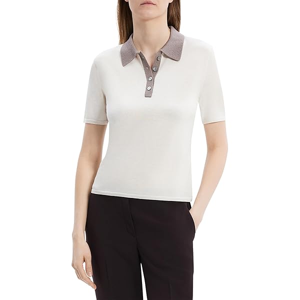 Theory Women's Cap Sleeve Polo, Off White, XXS-XS at Amazon