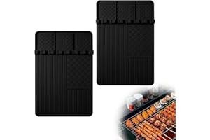 RODNSURW 2 PCS Silicone Griddle Tools Mat for Blackstone,Grill BBQ Caddy Utensils Holder for Kitchen,Cooking & Countertop,Large Spatula Mat with Drip Pad,Griddle Accessories for Blackstone (black 2pcs)