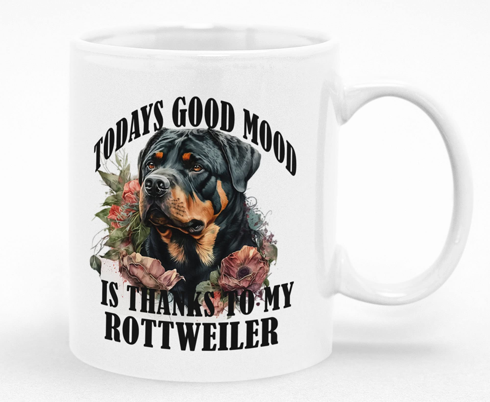 Rottweiler Dog Mug - 11oz Ceramic Mug with Watercolor Dog Art and Quote - Perfect for Rottweiler Lovers