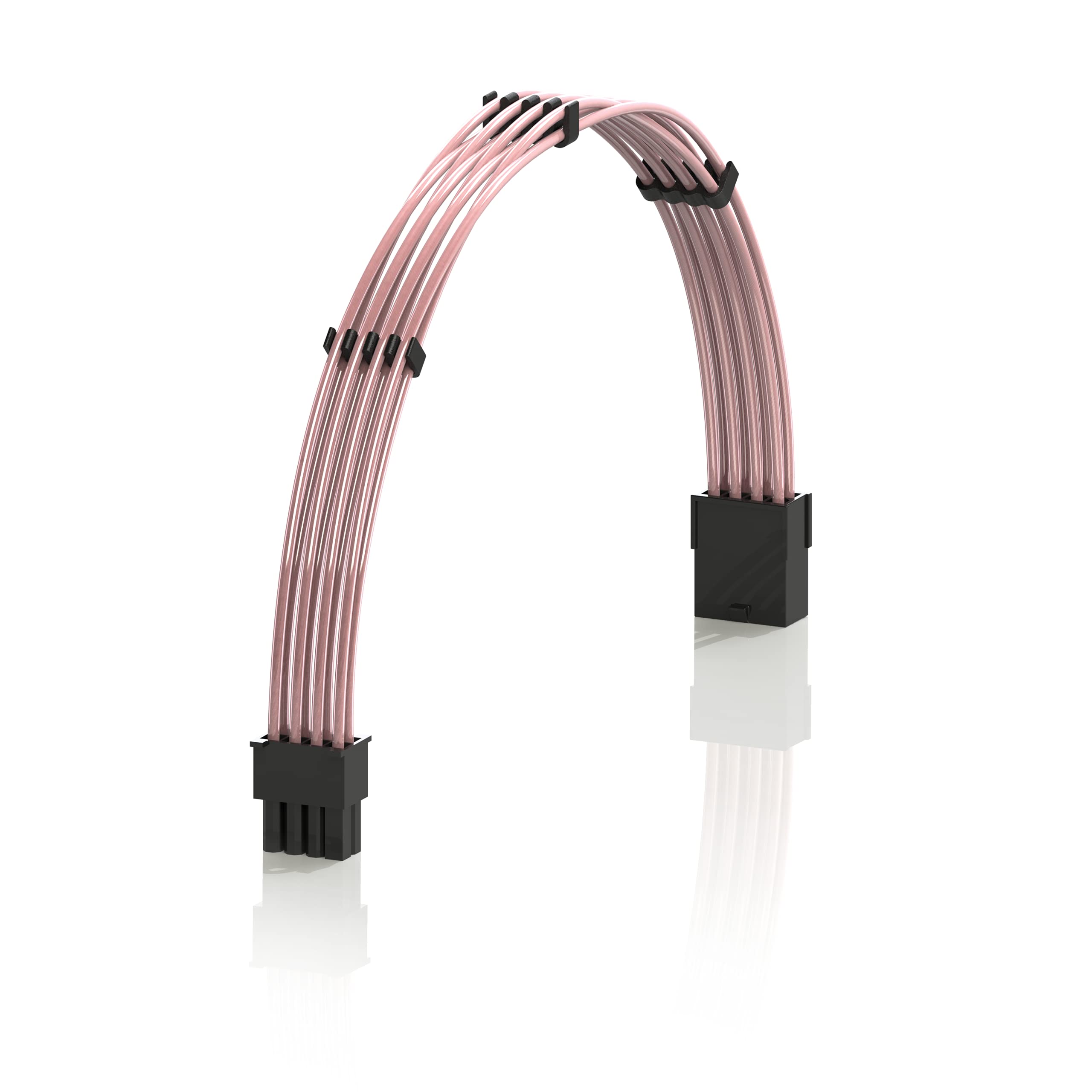 LINKUP - 30cm 8 Pin (6+2) GPU PSU Cable Extension 18AWG Oxygen Free Copper (OFC) Teflon Jacket Custom Mod GPU PC w/Combs | Single Pack | 300mm - Pink
