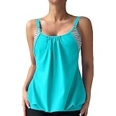 ZAFUL Womens Tankini Tops Blouson Tummy Control Swim Top Loose Fit Bathing Suit Top No Bottom