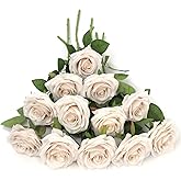 LVEFIT Artificial Rose Flower Nude Flowers Nude Roses Silk Flowers 12 pcs with Long Stem Silk Roses Bouquet for Wedding Bridal Shower Party Home Decoration