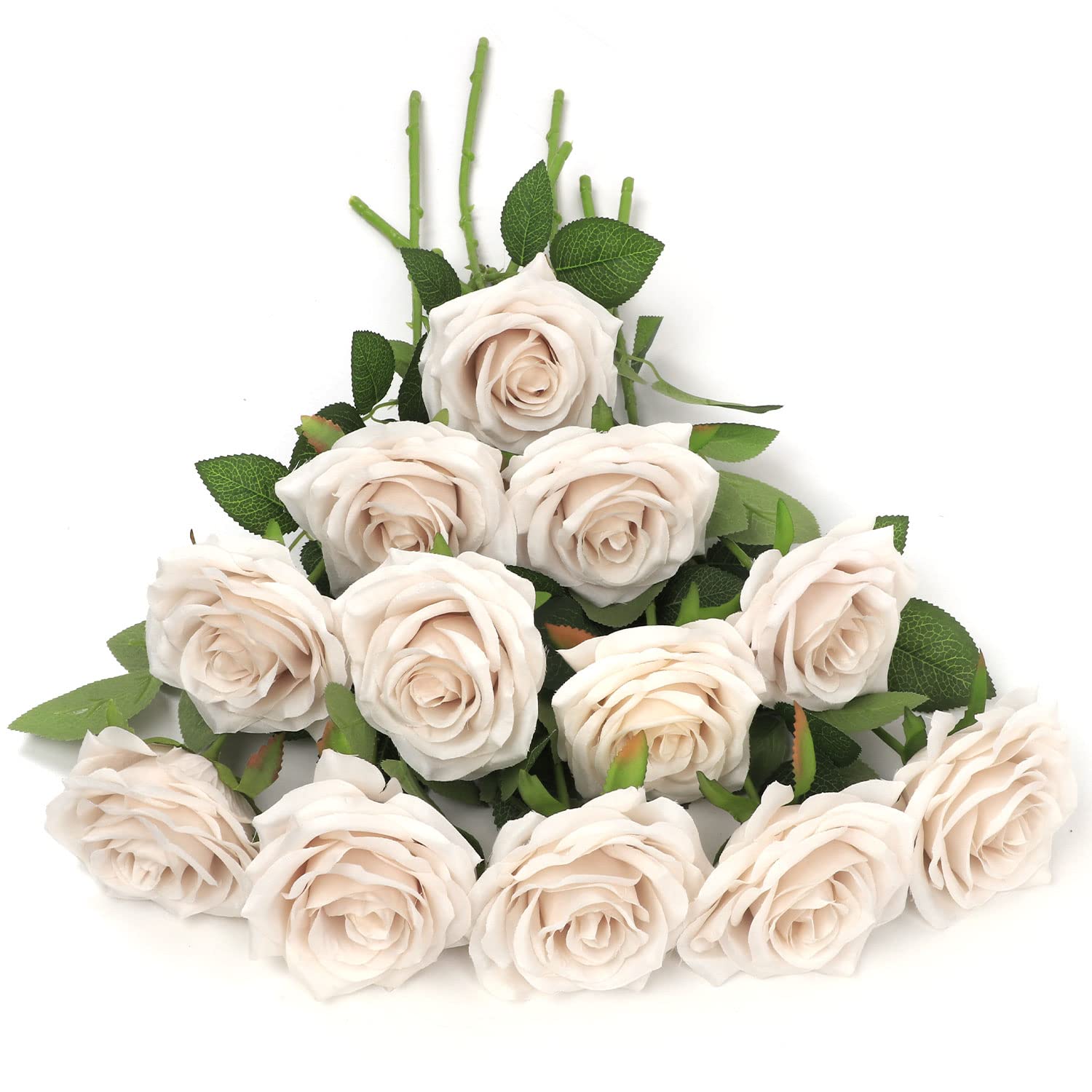 Nude Color Roses LVEFIT Artificial Rose Flower Nude Flowers Nude Roses Silk Flowers 12 ...