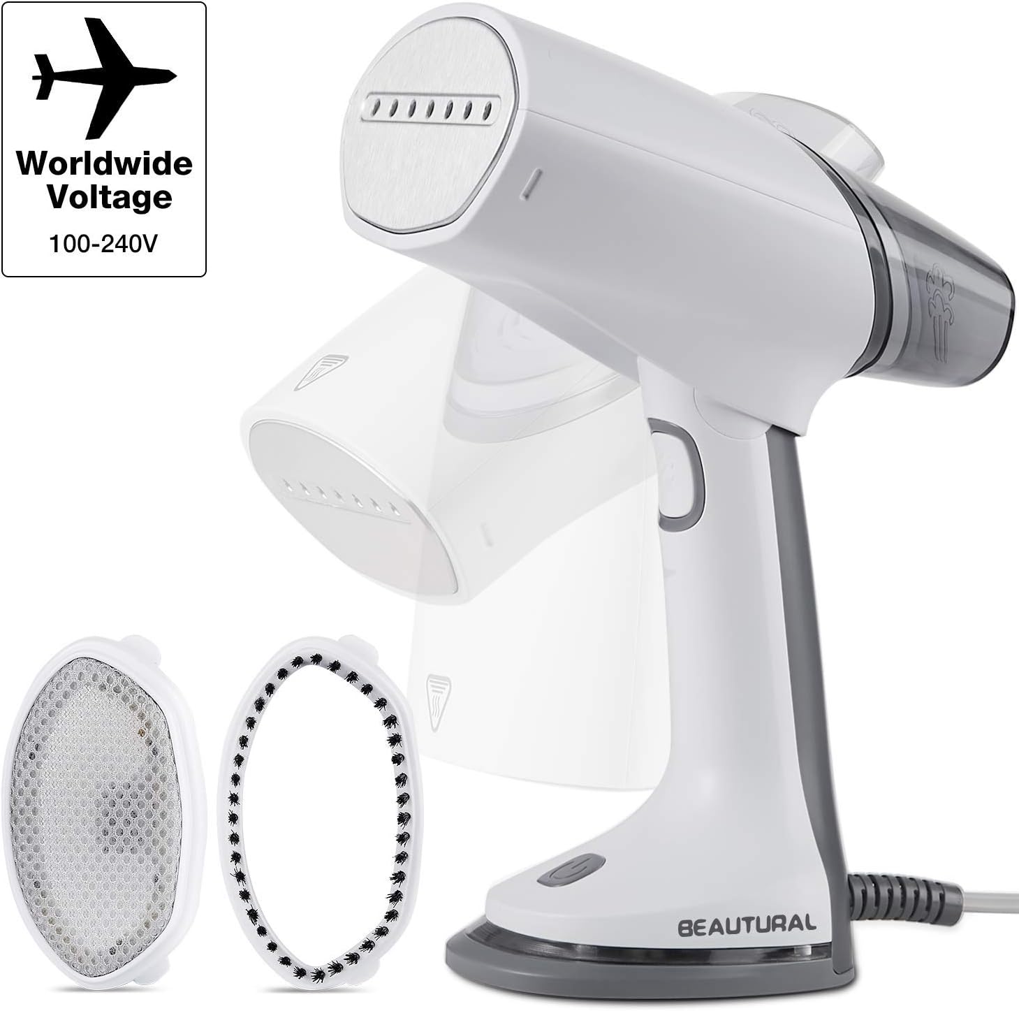 BEAUTURAL Dual Voltage Handheld Garment Foldable Clothes Steamer 1000