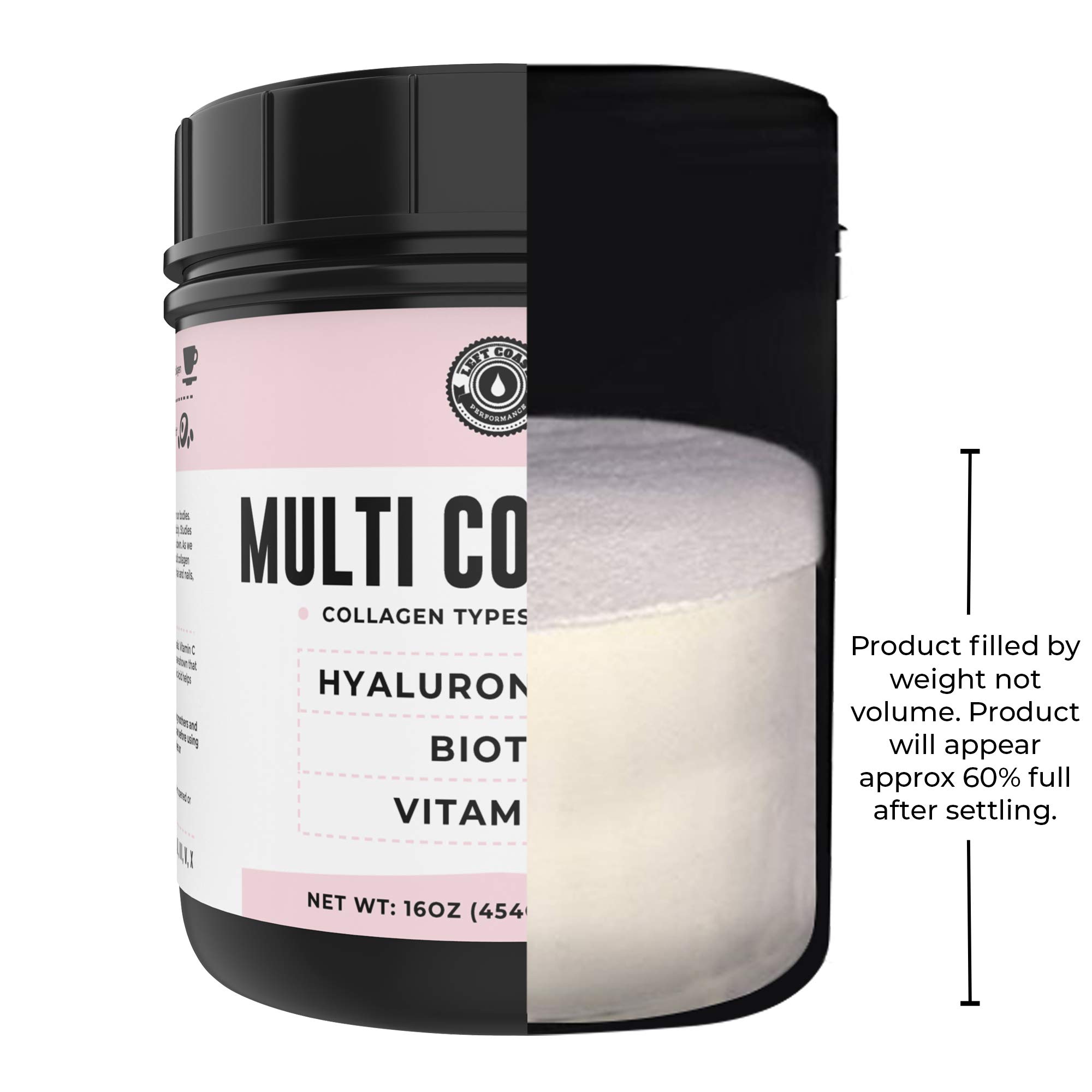 Multi Collagen Peptides  avec Biotine, Vitamine C, Hyaluronic Acid , 454g